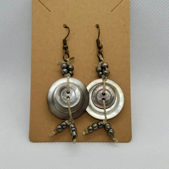 Boho‎ dangle button earrings - Picture 1 of 3